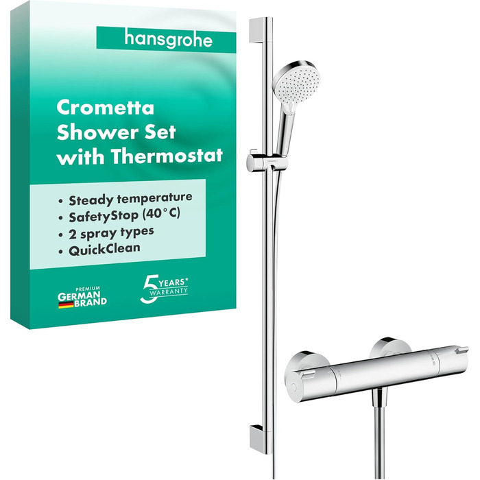 Змішувач для ванної Hansgrohe Ecostat - n Aufputz з термостатом (SafetyStop 40°C), круглий, для 2 споживачів, артикул 13201000 (білий/хром)