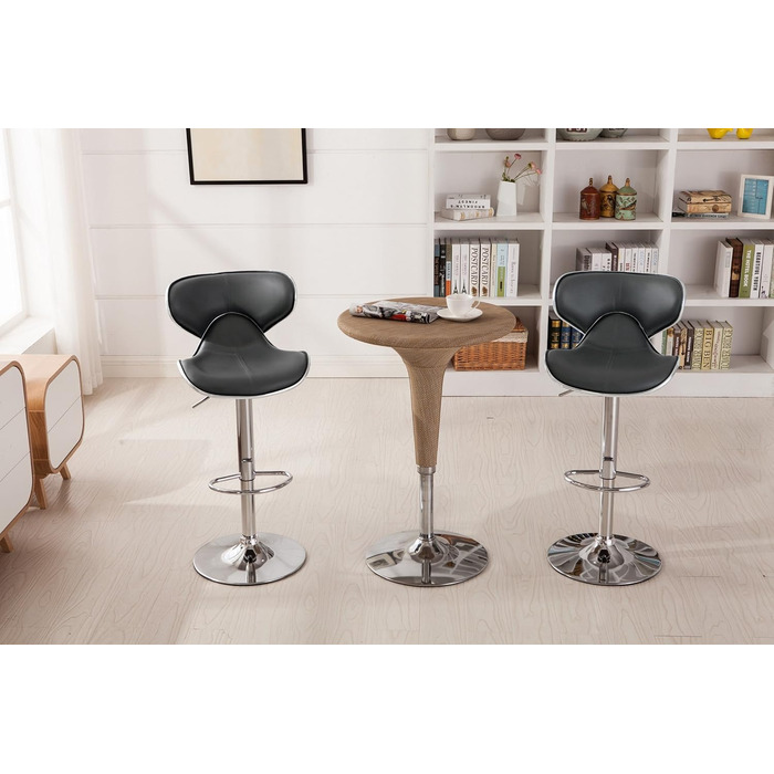 Барний стілець Roundhill Furniture Masaccio з оббивкою з штучної шкіри, поворотний, з регулюванням висоти, сірий, набір 2 шт.