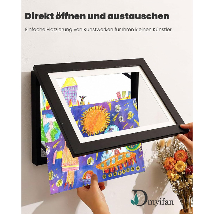 Рамки для фотографій A4, 2 шт. - Чорні, для дитячих малюнків, школи, дому, офісу