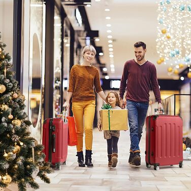 Набір валіз LEADZM 3 шт. з захистом кутів, ABS, телескопічний ручка, ручна поклажа (Бургунді)