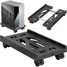 Підставка для комп'ютера SPORWAY: регульована платформа для системного блоку з 4 колесами, чорна
