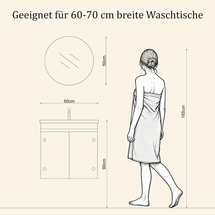 LED-дзеркало для ванної кімнати круглої форми 50 см з підсвічуванням, сенсорним вимикачем, регулюванням яскравості, 3 кольорами світла, функцією пам'яті, HD скло, захист від вибуху