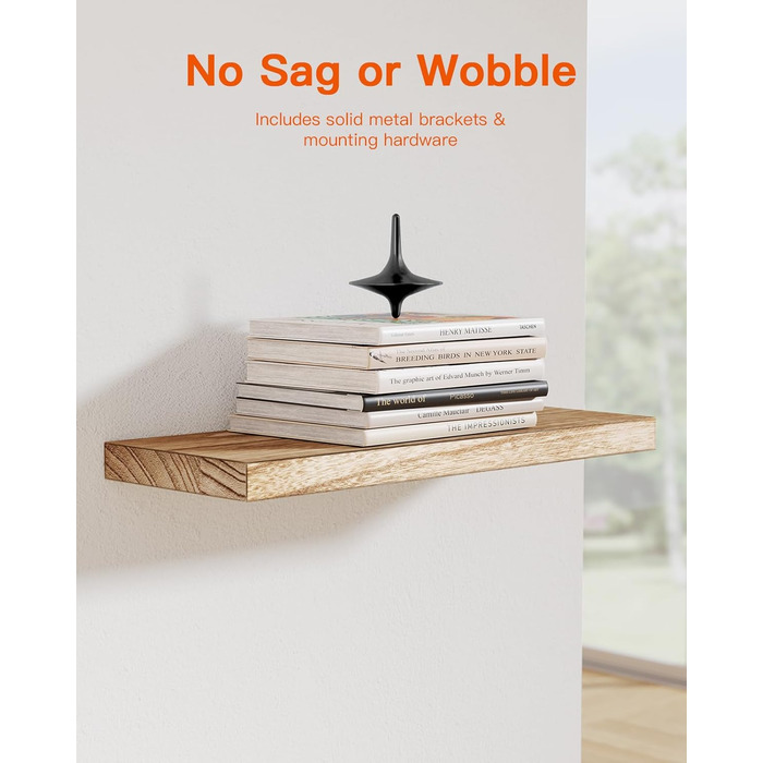 Полиця настінна Pipishell Wandregal Holz 40 см, набір 4 шт., дерево Paulownia, плаваюча полиця для кухні, ванної, спальні, офісу (світло-коричнева)