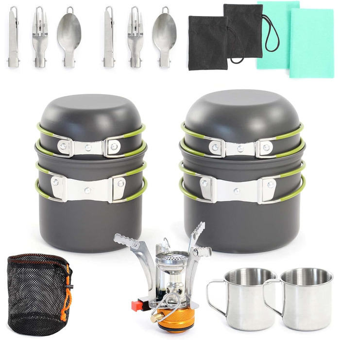 Набір кемпінгового посуду Toboli 16 шт. Посуд для вуличного кухонного обладнання зі столовими приборами та чашками