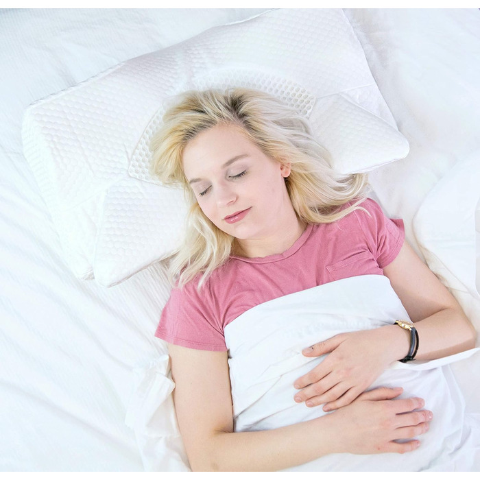 Ортопедична подушка Elviros з memory foam для сну на боці, підтримка шиї, зменшує біль у шиї та плечах, 64 x 12,5/10,5 x 38 см