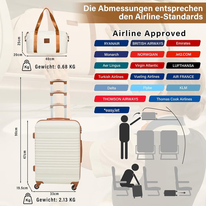 Набір валіз COOLIFE 6 предметів: дорожні валізи 16, 20, 24, 28 дюймів, сумка для подорожей та косметичка, ABS пластик, колеса 360°, TSA-замок, синій/коричневий