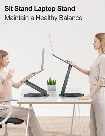 Регульована підставка для ноутбука 360° з ергономічним дизайном, для MacBook Pro та ноутбуків 10–17'', сіра