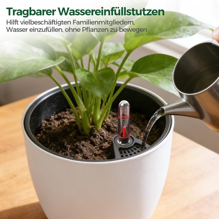 Автоматичний горщик для квітів з індикатором рівня води, 2 шт. - ідеальний вибір для зайнятих людей та початківців, підходить для монстери та розмарину, для дому та саду (білий, 17,5 см)