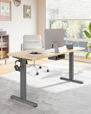 Регульований стіл-підставка HUANUO з безщітковим мотором, вантажопідйомність 100 кг, для стільниць 110x200 см (сірий)