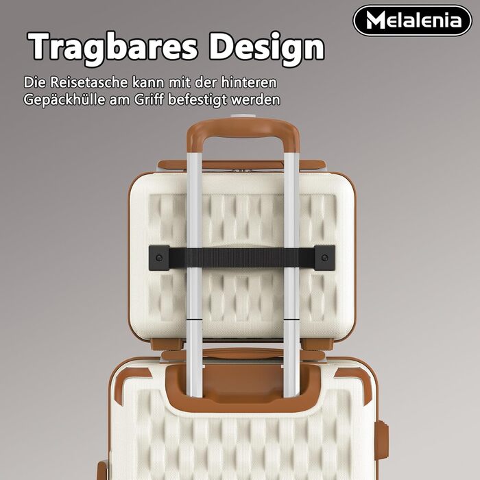 Набір легких валіз Melalenia (7 предметів), жорстка оболонка, 4 колеса, TSA-замок, білий колір (включає косметичку, дорожню сумку та несесер)