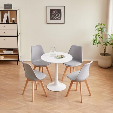 Набір обідніх стільців 6 шт., масивні дерев'яні ніжки, знімні подушки, кухонні стільці, сучасний дизайн (сірий)