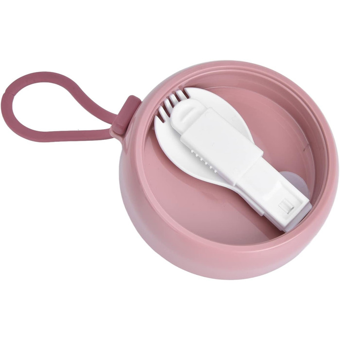 Харчовий термос для супу 500 мл, подвійний захист від ошпарювання, з можливістю підігріву, складний (рожевий)