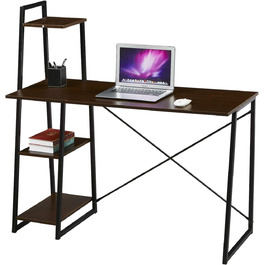 СВІТА Комбо1 Полиця Стіл Дуб Вигляд Білий Металеві ніжки Комп'ютерний стіл Офісний стіл Робочий стіл Стіл для ПК (темно-коричневий)