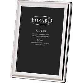 Рамка для фотографій EDZARD Terni для фотографій розміром 13 х 18 см, покрита дорогоцінним сріблом, з захистом від потьмяніння, з оксамитовою підкладкою, в комплекті. 2 Вішалки, фоторамки для установки і підвішування
