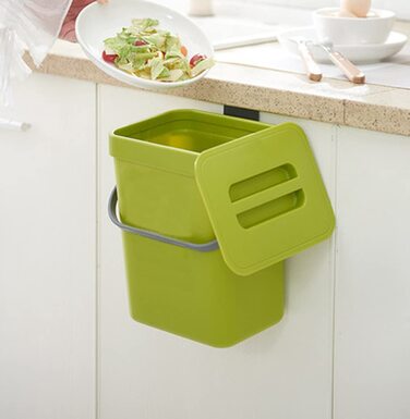 Кухонне відро для органічних відходів Spesh, набір з 2 (5 л 3 л) пластикових відер для компосту, герметичне підвісне відро для сміття з кришкою для щоденних органічних відходів (Світло-блакитний)