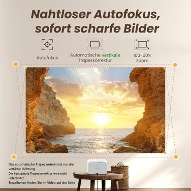 Проектор Yaber L2s: 1080p Full HD, WiFi 6, Bluetooth 5.1, Автофокус, для Дому та Кімнати, сумісний з ТВ приставками