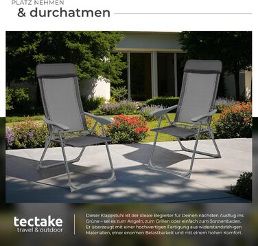 Шезлонги Tectake® 4 шт. - регульовані, з підставкою для ніг, легкі, складані, для саду, балкону, кемпінгу (Антрацит)