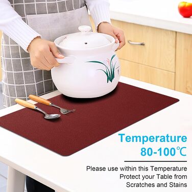 Набори підставки під тарілки, 6 шт, ефект шкіри, миючі, 43x30 см (червоний/сірий)