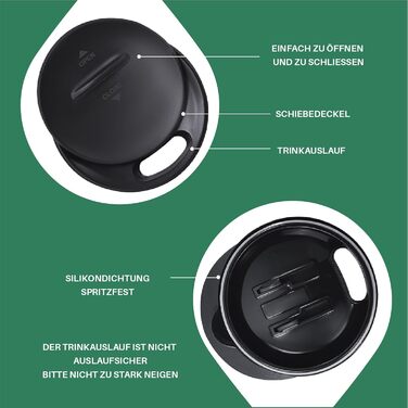 Кружка для кави та чаю Ideus 470 мл з подвійними стінками, нержавіюча сталь, з нековзним ручним тримачем та кришкою-модулем, великий об'єм (Трав'яний зелений)