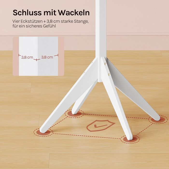 Вільхува Kleiderständer - дерев'яний вішак для одягу з 8 гачками, 180 см (білий)