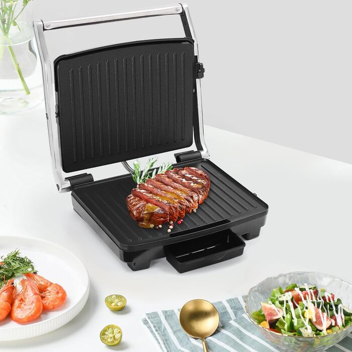Електричний контактний гриль для приготування їжі на столі, 2000 Вт, чорний