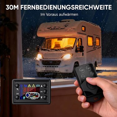 Дизельний опалювач LDHTHOPI 8 кВт, 12/24V з таймером, LCD-дисплеєм та пультом керування. Швидкий нагрів, 4.5L. Економія енергії для гаража, кемпінгу, автодому (Помаранчевий)