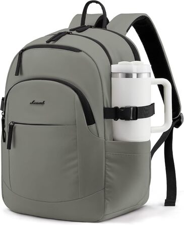 LOVEVOOK Рюкзак для ноутбука, водонепроникний, сірий/зелений, 17.3 дюйми - для жінок та чоловіків, універсальний, для роботи, навчання, подорожей