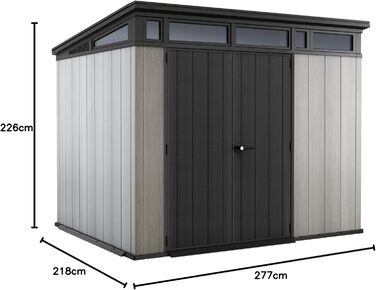 Садовий будинок Keter Artisan Gerätehaus 214x218x226 см, сірий (9x7) – вуличний, з підлогою, односхилий дах, подвійні двері та вікна, для зберігання речей на вулиці, 8,3 м³