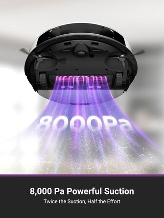 Робот-пилосос EUREKA E20 Plus з самостійною станцією спустошення, 8000Pa, функція миття підлоги, 45 днів автономної роботи, захист від заплутування волосся, AI 3D уникнення перешкод, підходить для світлих підлог