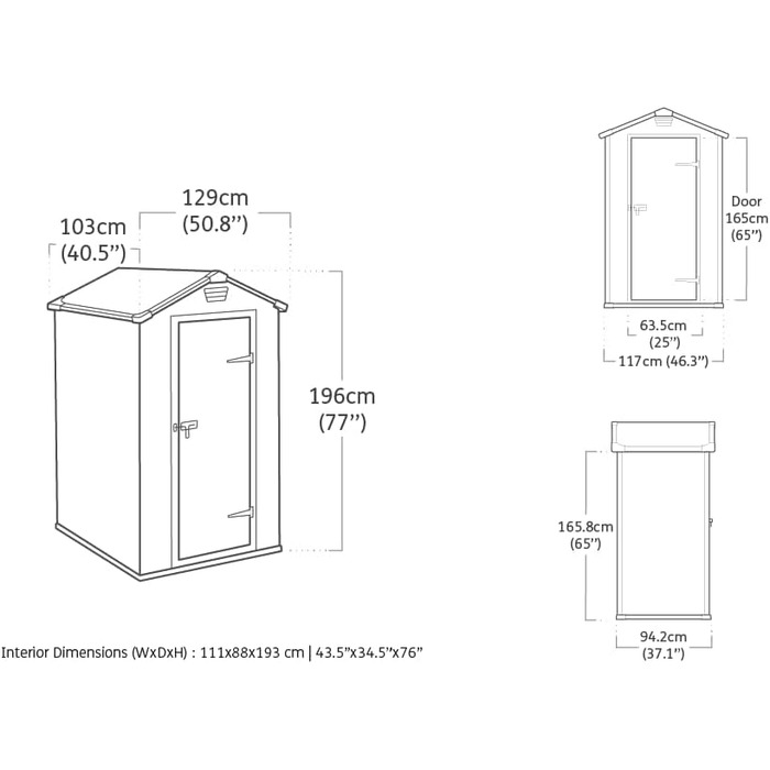 Сарай садовий Keter Manor 4x3 сірий, пластиковий, для дачі, 128x94x196 см