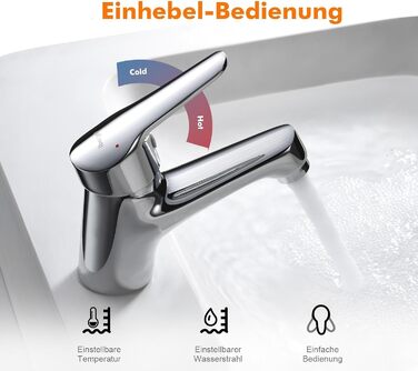 Змішувач для умивальника Ibergrif M11050 з одним важелем, високий (60 мм), хром, без підйомника, керамічна картридж, без крапель, водозберігаючий, 3/8″ з'єднання