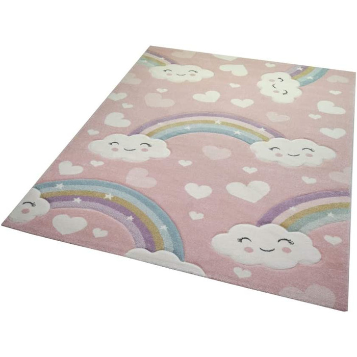 Дитячий килимок Дитячий килимок Дитячий килимок Веселка і хмари рожевий розмір (120 см круглий)