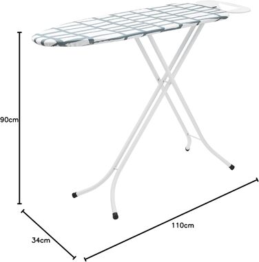 Прасувальна дошка PIFCO, 110 x 34 см, чохол зі 100 бавовни, сірий дизайн сітки, складний