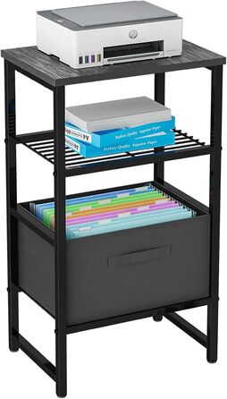 Підставка для принтера MWQ з ящиком для документів, 3-ярусна, чорна. Підійде для дому та офісу