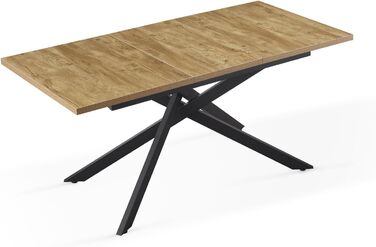 Розсувний обідній стіл B&D LARS 120-160 x 80 см для кухні/їдальні, стиль Industrial Modern, колір дикий дуб/чорний