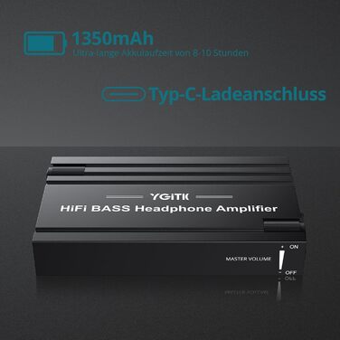 Портативний підсилювач для навушників YGiTK HiFi BASS, вихід 3,5 мм, 16-600 Ом, акумуляторний для MP3/ПК/телефону