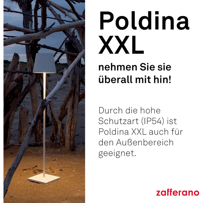 Zafferano Poldina XXL: Бездротова LED-стійка лампа з регулюванням висоти, диммер, 69-150 см, для дому та саду (темно-сірий)