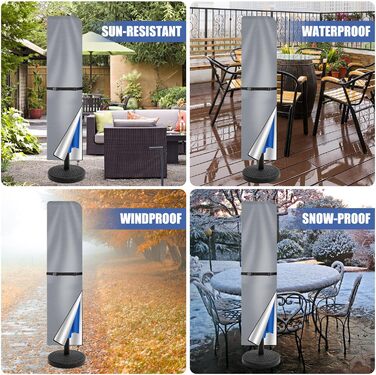 Чохол для парасольки/маркету/садового парасоля, захисний, анти-UV, діаметром до 400 см, 300x300 см (колір: коричневий/сірий, розмір: 240x57/57 см)