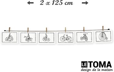 ЛеТОМА - мотузка для фотографій з 16 затискачами, включаючи запатентований тримач для мотузки, ідеально підходить для швидкого розвішування фотографій і листівок-мотузка для фотографій з високоякісної натуральної конопель-ручна робота в Німеччині (125 см 