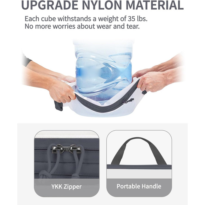 Набір органайзерів для валізи ECOHUB (6 шт), компресійні дорожні сумки-кубики з переробленої сітчастої тканини для рюкзака та ручної поклажі, сірий колір