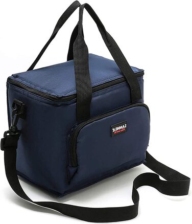 Сумка-холодильник 10 л маленька складна Термальна сумка-Бібіківн для чоловіків і жінок, сумка для пікніка з регульованим плечовим ременем, сумка для обіду для кемпінгу, подорожей ,пікніка (темно-синього кольору)