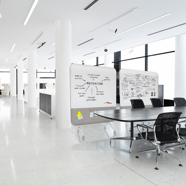 Акустична панель з білою дошкою VISION BOARD, матеріал: пластик / текстиль, колір: сірий, hjh OFFICE