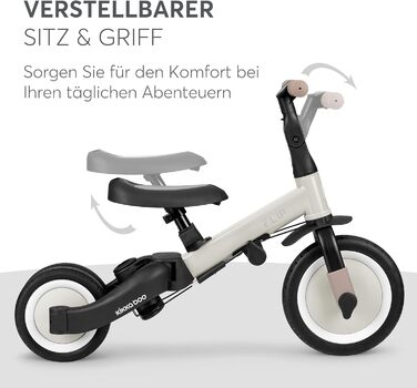 KikkaBoo FLIP Триколісний велосипед 5-в-1, з штовхальною ручкою, від 1 до 5 років, армійсько-зелений (бежевий)