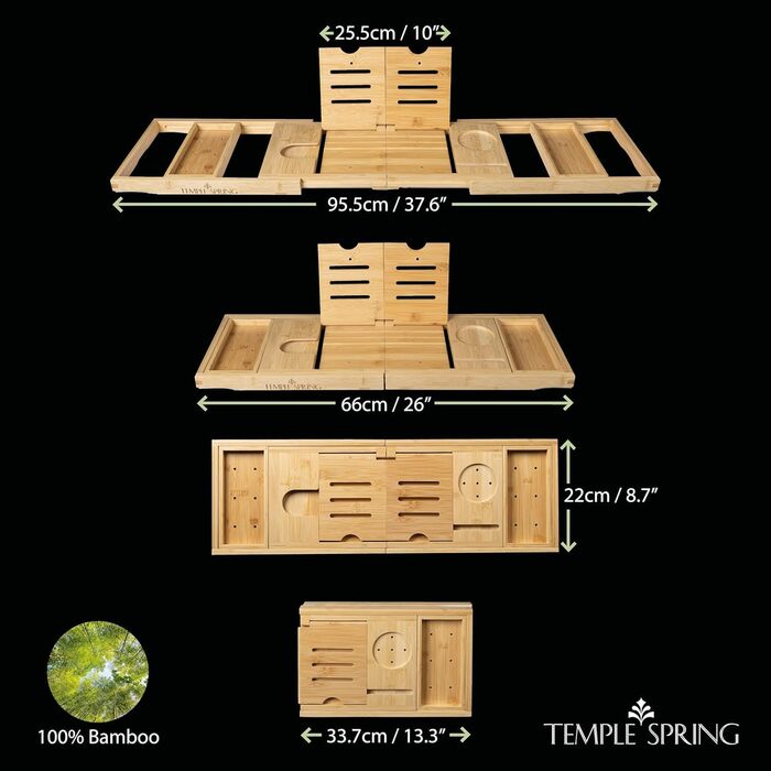 Підставка для ванни Temple Spring: дерев'яна, складана, бамбукова - аксесуари для ванної кімнати