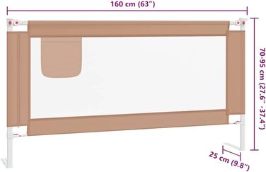 Бортик для ліжка дитячого vidaXL 200x25 см, бежевий (Taupe), тканинний захист від випадання для малюків та немовлят
