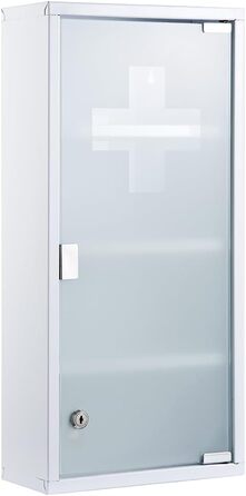 Медичний шкаф Zedelmaier з нержавіючої сталі, 4 відділення, для зберігання ліків, з замком, 57 x 27 x 12 см, білий