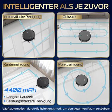 Робот-пилосос SereneLife 3-в-1 з функцією миття, керування через додаток, для тварин та килимів, 1000Pa, чорний