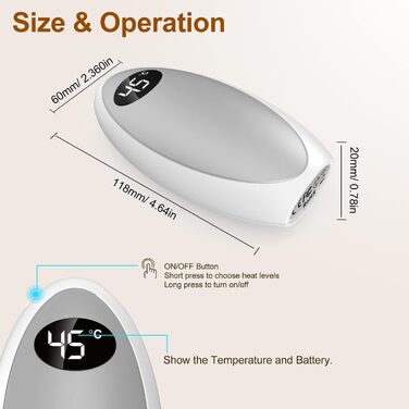 Електричний грілка для рук Powerbank 5200mAh, USB, для кемпінгу, катання на лижах, подарунок на зиму (срібний)