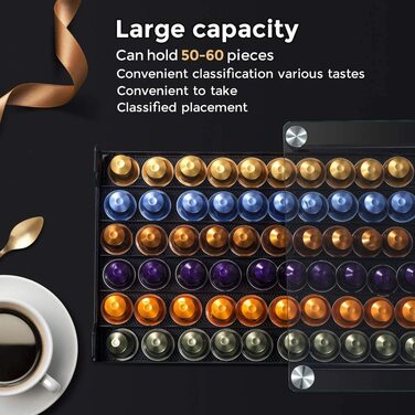 МАСТЕРТОП для 72 капсул з двостороння тканина, капсула для зберігання капсул Dolce, нековзна поверхня, 39 см x 35 см x 13,8 см (тримач для капсул для кави Nespresso)
