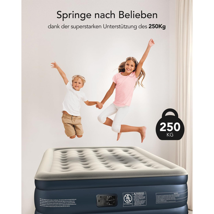 Надувний матрац iDOO самонадувний, 2 персони, з електричним насосом, для кемпінгу, 152x203x46 см, 295 кг